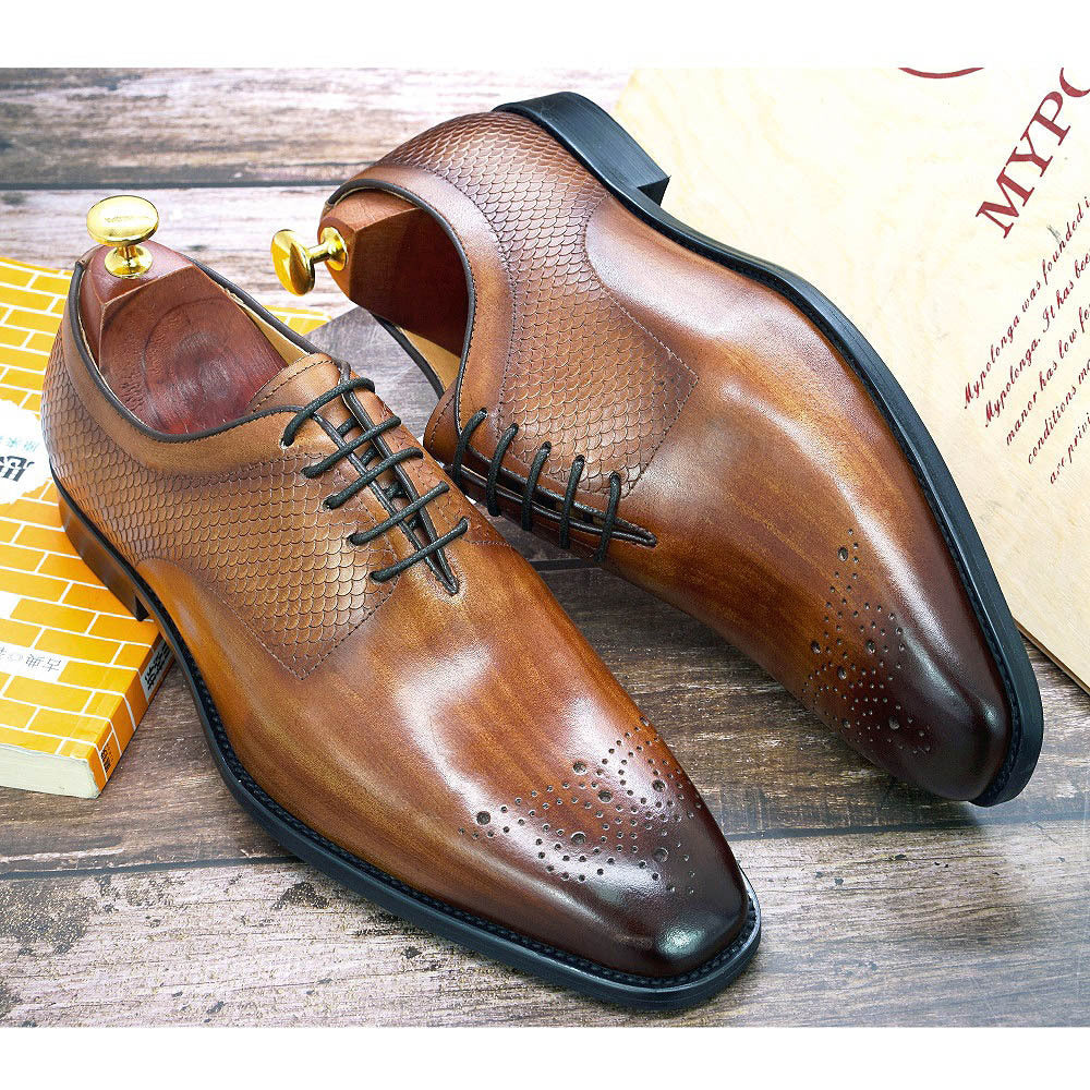 Formal Brock Oxford Shoes Men's Shoes Genuine Leather