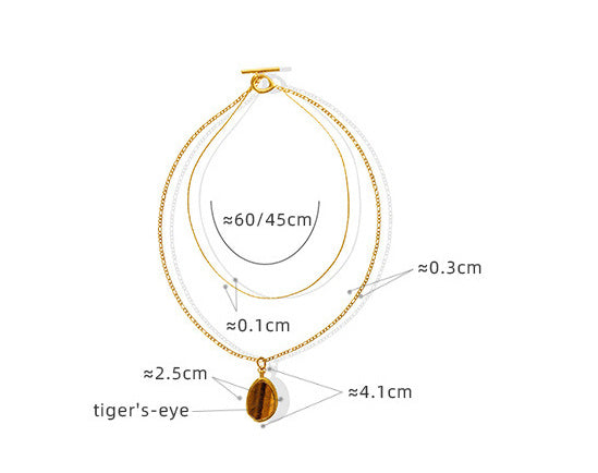 Natural Tigereye Double-layer Necklace Temperamental Cold Style Accessories For Women