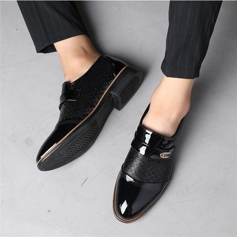 Embossed Men's Leather Shoes, Men's Casual Leather Shoes