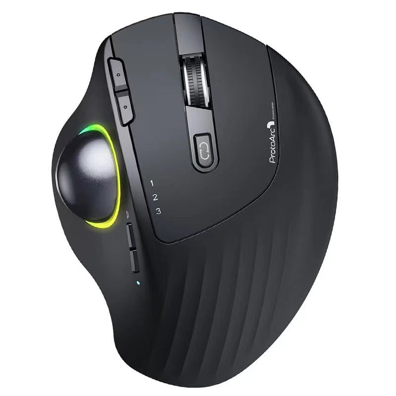 Ratón inalámbrico Trackball recargable 2,4G Bluetooth ratón luminoso de modo dual