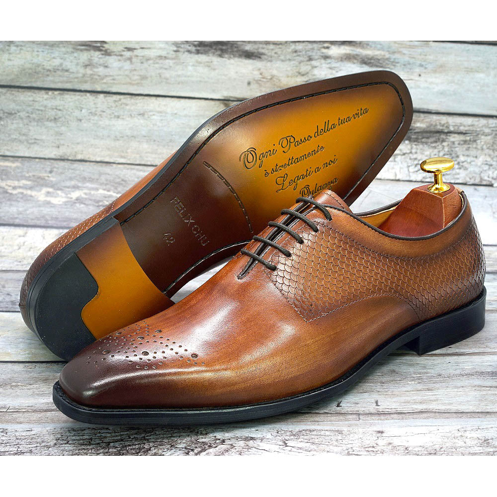 Formal Brock Oxford Shoes Men's Shoes Genuine Leather